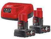 Perceuse Pack NRJ 12V 4.0 Ah - 2 Batteries + chargeur C12C Milwaukee
