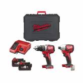 Powerpacks M18 - 1 Perceuse M18BLDD Fuel 60NM + 1 Visseuse a chocs M18BLID 1 Chargeur et 2 batteries + 1 coffret Kitbox Milwaukee