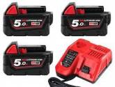 Perforateur Pack NRJ 3 batteries 18v 5Ah+ chargeur m12-18fc Milwaukee