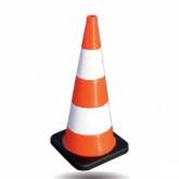 Signalisation Cone plastique pvc 75cm 3.50kg anti UV pied caoutchouc naturel tres stable Taliaplast