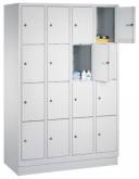 Mobilier Armoire 4 colonnes=12 casiers H1800xL1190(4x300)x P500 mm   HT libre compartiment 375 mm, Ser. porte cadenas,sur socle Couleur gris clair