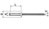 Visserie Fixation Rivet tête plate Almg/acier dia.4x10mm(boite de 500) Far