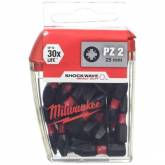 Outillage a main Embout Vissage PZ2 Chocs Lg 25 mm Boite 25 Milwaukee