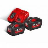 Meuleuse Pack NRJ 2 Batteries HB18 V 12.0 Ah + Chargeur rapide M12-18FC Milwaukee