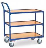 Manutention Servante 300 kg 3 plateaux avec barres de poussée 850 x 500 mm fetra