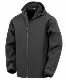Vetement Softshell 3 couches 290gr 100% polyester recyclé 100% polyester micropolaire HOODED noir