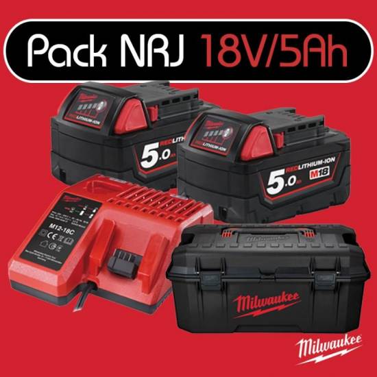 Perceuse Kit pack M18 FUELUP502W 18V 5Ah (2 batteries+1 chargeur) Milwaukee