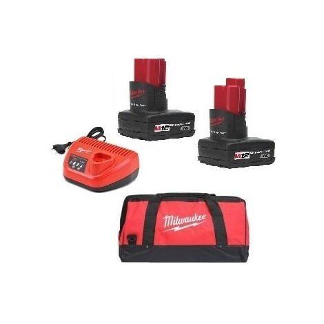 Perceuse Pack Energie 12V/4Ah 2 batteries+chargeur+sac de chantier Milwaukee