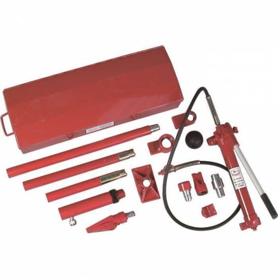 Outillage a main Kit hydraulique 10T comprenant : 1 pompe, vérin écarteur, jeu de 5 tubes a emmanchement rapide, vérin 380mm/530mm BGT
