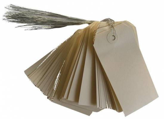Divers ETIQUETTE AMERICAINE ECRU AVEC FIL DE FER 300 MM DIM 60X120 MM-160G-
