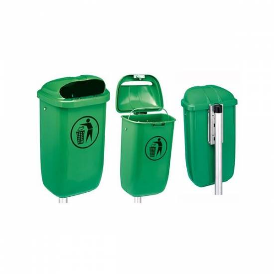 Mobilier Poubelle verte 50L polyéthylène antichoc Din 30713