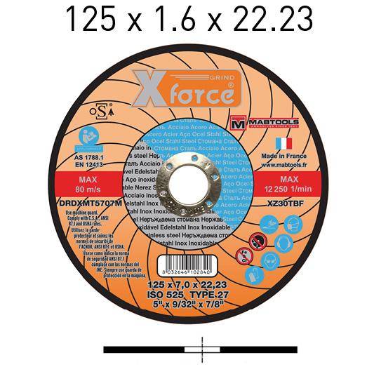 Abrasif Disque a tronconner 125x1.6 XFORCE mbf41 acier/inox