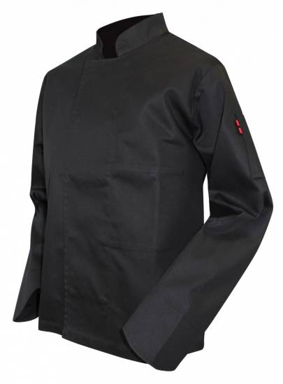 VESTE DE CUISINE NOIR MANCHE LONGUE pressions cachees  65% polyester 35% coton 245 g/m2 LMA