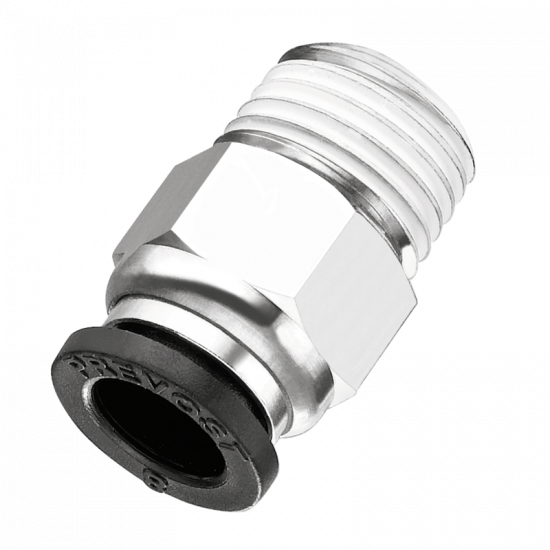 Fluiditique Raccord Instantane droit Male conique R 1/8'' pr tube 6 Prevost