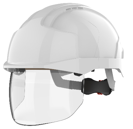 Divers Casque de sécurité EVO® VISTAshield™ non ventilé, blanc/capot blanc avec écran intégré anti-buée, anti-rayures KN EN397 EN50365 JSP