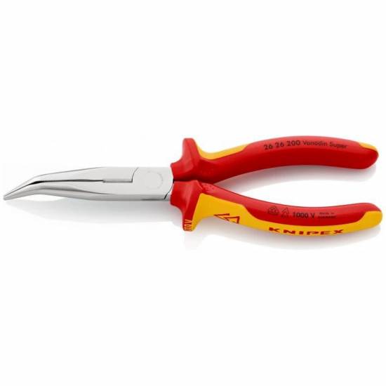 Outillage a main Pince à becs demi-ronds 200mm coudés à 40° Isolée 1000V Knipex