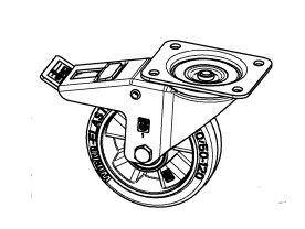 Manutention Roulette pivotante à frein caoutchouc corps alu diam 160/50