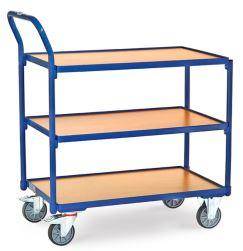 Manutention Servante 300 kg 3 plateaux avec barres de poussée 850 x 500 mm fetra
