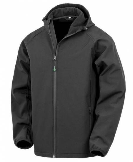 Vetement Softshell 3 couches 290gr 100% polyester recyclé 100% polyester micropolaire HOODED noir