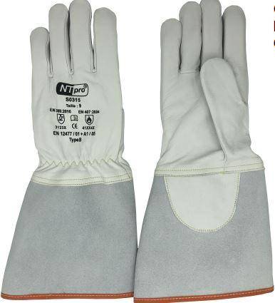 Gant tig fleur de caprin manchette croute 15cm couture aramide