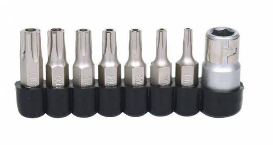 Outillage a main Jeu d'embouts de vissage TORX percé 5 pans 1/4